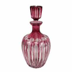 Antique Czech Bohemian Cranberry Cut to Clear Liquor Decanter