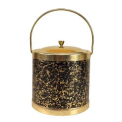 Mid-Century Hollywood Regency Italian Gold & Black Ice Bucket