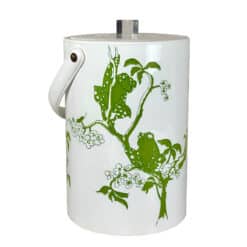 Mid-Century Boho Frogs on a Branch White & Green Ice Bucket