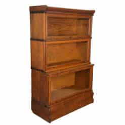Antique Quartersawn Oak 3-Stack Library Barrister Bookcase