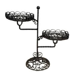 Vintage Victorian Garden Spanish Wrought Iron 2-Tier Plant Stand