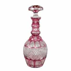 Antique 13" Bohemian Cranberry Cut Glass Liquor Decanter