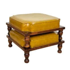 Mid-Century Ethan Allen Golden Yellow Stacking Hassock Ottoman - A Pair