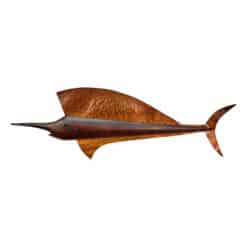 Mid-Century 30" Coastal Marlin Sailfish Walnut & Copper Wall Sculpture