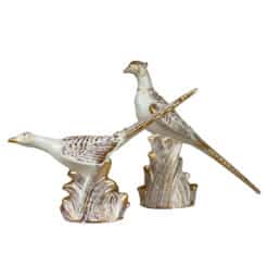 Mid-Century Hollywood Regency Ceramic Pheasant Bird Sculpture - A Pair