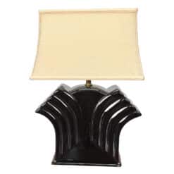 Vintage Art Deco Black Porcelain Waterfall Table Lamp