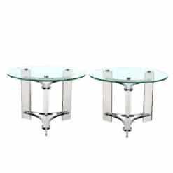 Mid-Century Glass & Lucite Round Side Tables by Charles Hollis Jones - A Pair