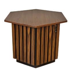 Mid-Century Hexagonal Walnut & Black Laminated Cocktail Table