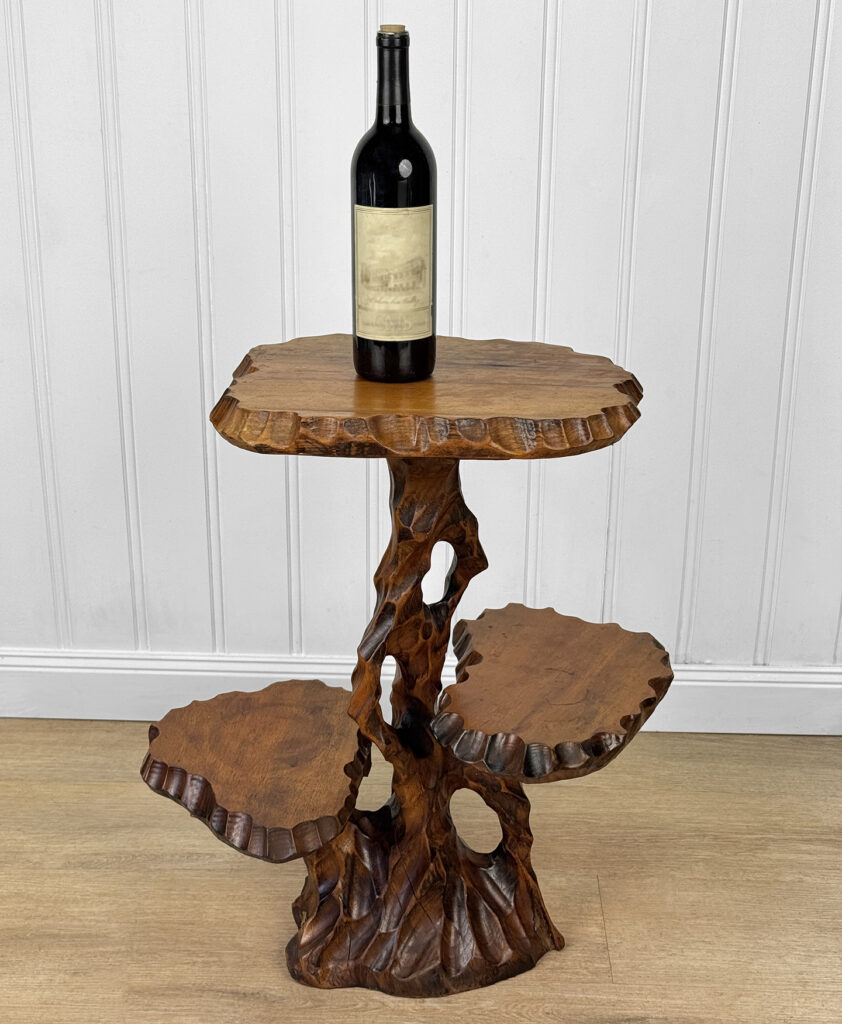 Vintage Traditional Japanese Root Carved 3-Tier Bonsai Plant Stand