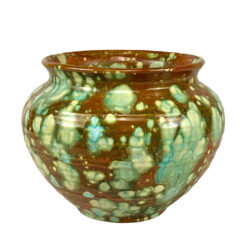 Mid-Century California Pottery Green & Brown Drip Glazed Vase
