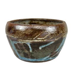 Vintage Abstract Stoneware Drip Glazed Studio Pottery Bowl