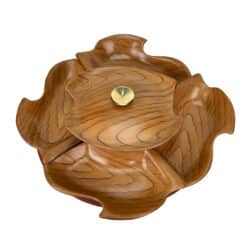 Mid-Century 20" California Pottery Wood Grain Lazy Susan Serving Bowl Platter