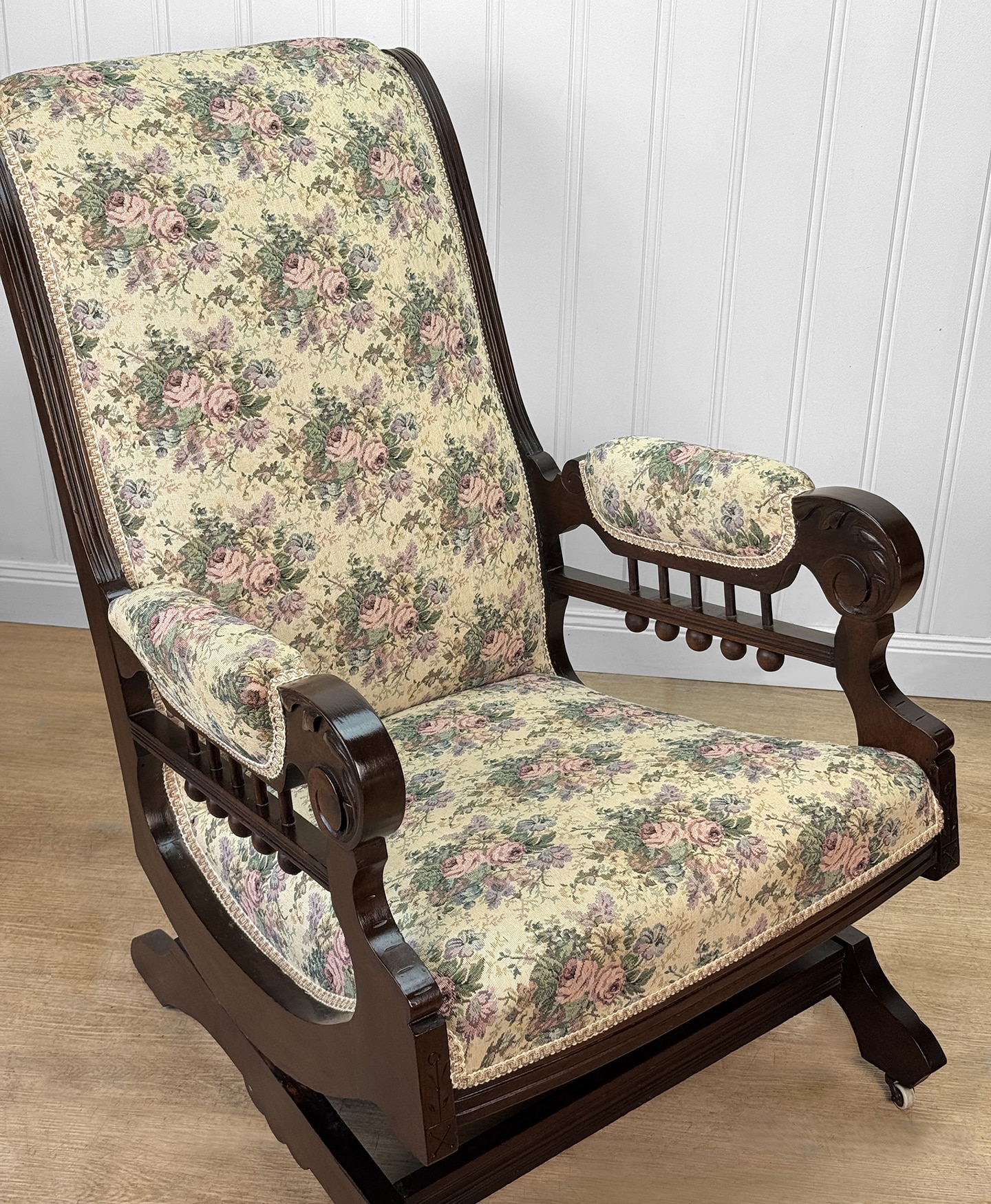 Antique Eastlake Victorian Walnut Stick & Ball Platform Rocking Chair ...