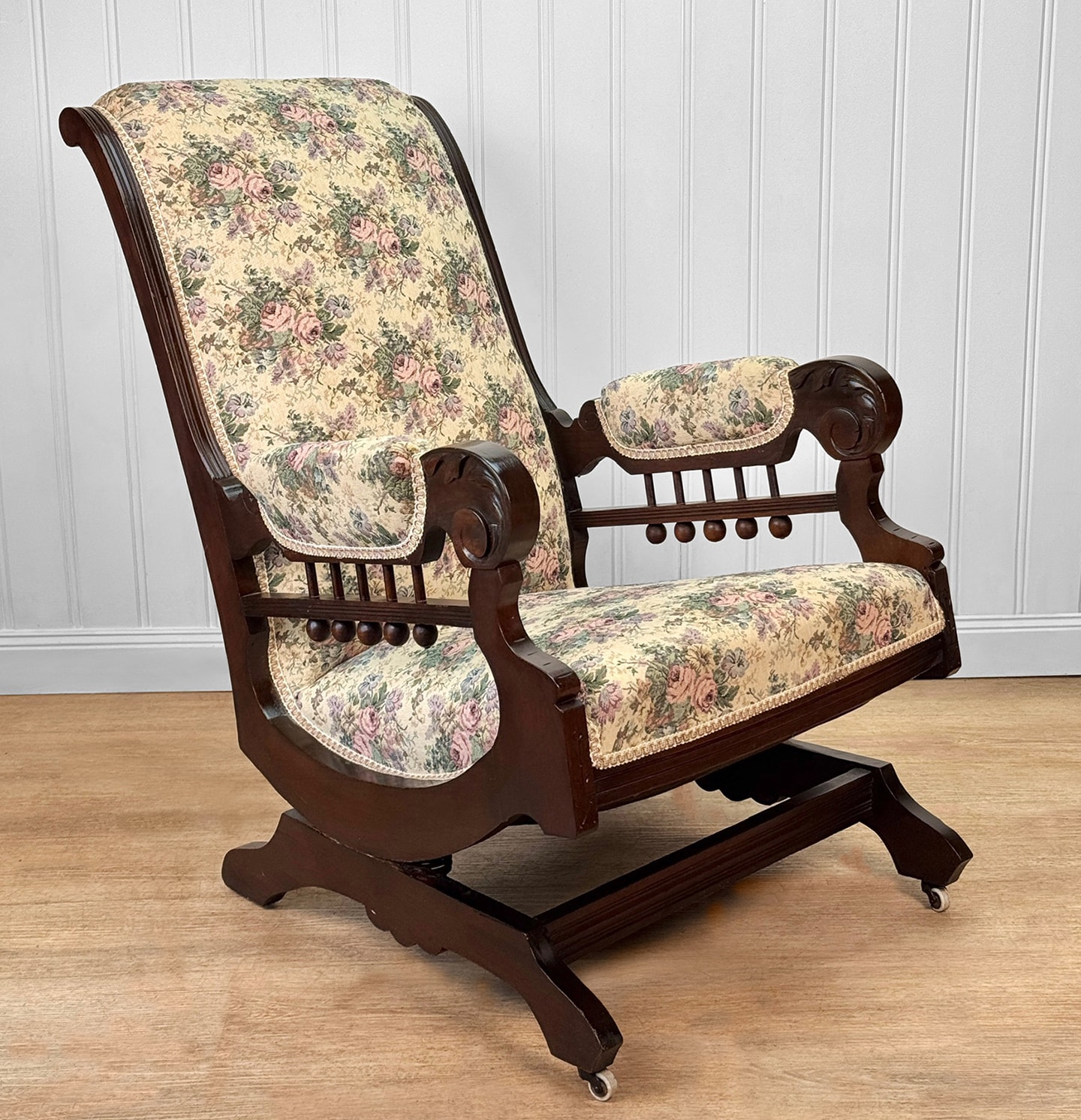 Antique Eastlake Victorian Walnut Stick & Ball Platform Rocking Chair ...