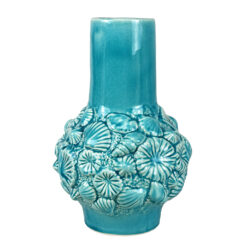 Mid-Century Coastal California Pottery Turquoise Seashell Vase