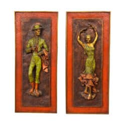 Mid-Century Brutalist Spanish Flamenco Dancer Fiberglass Wall Panels - A Pair