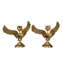 Vintage Traditional Brass Eagle Mantle Candlestick Holders - A Pair
