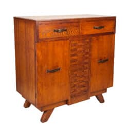 Antique Farmhouse Oak Basket Weave Buffet Server