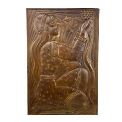 Vintage Moorish Gypsy Women Hammered Copper Wall Hanging Panel