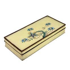 Vintage Chinese Brass & Enamel Floral Divided Cigarette Dresser Storage Box