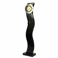 Vintage Art Deco Black & Gold Waved Freestanding Clock by Aquarius