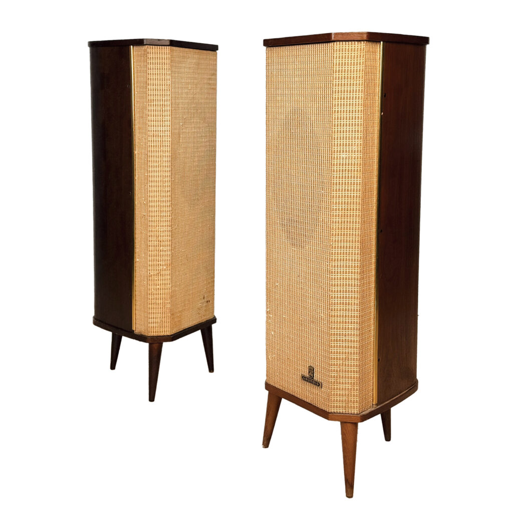 Mid-Century Atomic Teak Grundig Box-14 Free Standing Tower