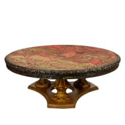 Vintage Brutalist 1970's Red Swirled Glass Round Cocktail Coffee Table