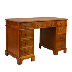 Vintage Georgian Walnut Scalloped Library Executives Office Desk