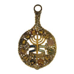 Vintage Brutalist Judaica Israel Zodiac Brass Serving Trivet