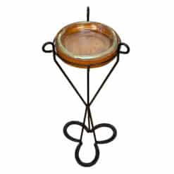 Vintage Southwestern Equestrian Leather & Iron Horseshoe Rodeo Cigar Ashtray Stand