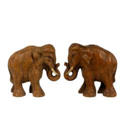 Vintage Traditional African Elephant Library Paperweight Bookend - A Pair