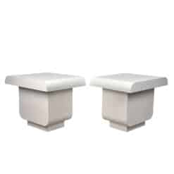 Vintage Postmodern White Lacquered End Tables - A Pair