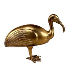 Vintage Coastal Regency Brass Ibis Bird Sculpture - 13"