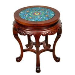 Vintage Chinese Chinoiserie Cloisonne Round Plant Stand Table