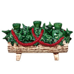 Vintage 1960's Christmas Yule Log Ceramic Centerpiece Candlestick Holder