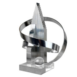 Vintage Postmodern Abstract Skyscraper Metal & Lucite Sculpture by Dan Murphy