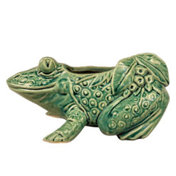 Mid-Century Ceramic Green Frog Indoor Planter