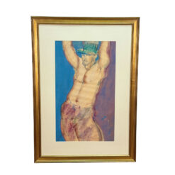 Vintage Abstract Male Expressionist Nude Pastel Signed Original Art - 2x3
