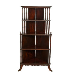 Antique Traditional Mahogany Corner Tiered Etagere Bookshelf