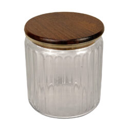 Antique General Store Ribbed Glass & Walnut Tobacco Humidor Jar