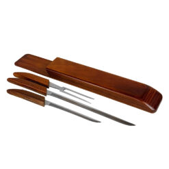 Mid-Century Teak 4-Piece Knife Carving Set