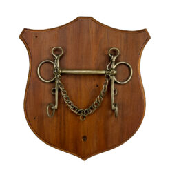 Antique English Equestrian Pelham Horse Bit Walnut Wall Hanging Plaque