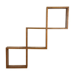Mid-Century Teak Sculptural Cube Wall Hanging Shelf