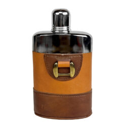 Vintage Traditional Leather & Glass Horse Bit Liquor Flask