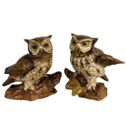 Mid-Century Ceramic Owl Sculptures - A Pair