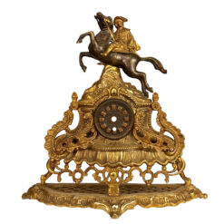 Antique Rococo Brass Equestrian Horse Mantle Clock Case