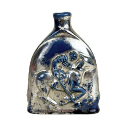 Vintage Traditional Polo Equestrian Blue & Silver Pottery Flask Vase
