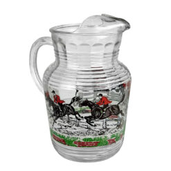 Vintage English Traditional Fox Hunt Equestrian Glass Lemonade Pitcher