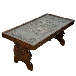 Vintage Tribal Mayan Shaman Carved Mahogany Cocktail Coffee Table