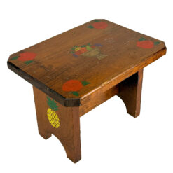 Vintage Farmhouse Folk Art Painted Pine Footstool